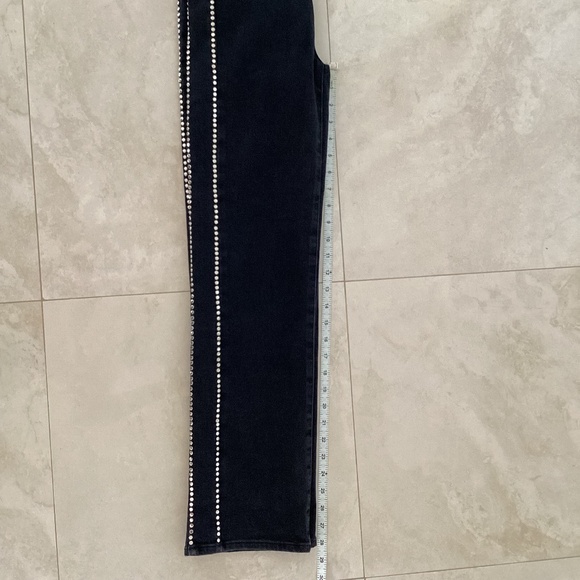 FRAME Women's Jeans Le Sleek Straight High Rise Astronaut Black Studded Sz 25 - Picture 13 of 16